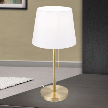 Eπιτραπέζιο φωτιστικό with USB port LUDWIG 1xE27/40W/230V 50 cm λευκό/χρυσό