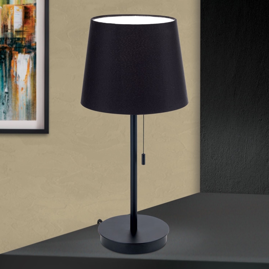Eπιτραπέζιο φωτιστικό with USB port LUDWIG 1xE27/40W/230V 50 cm μαύρο