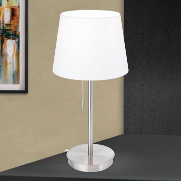 Eπιτραπέζιο φωτιστικό με θύρα USB LUDWIG 1xE27/40W/230V 50 cm λευκό/ματ χρώμιο