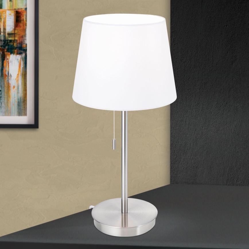 Eπιτραπέζιο φωτιστικό με θύρα USB LUDWIG 1xE27/40W/230V 50 cm λευκό/ματ χρώμιο