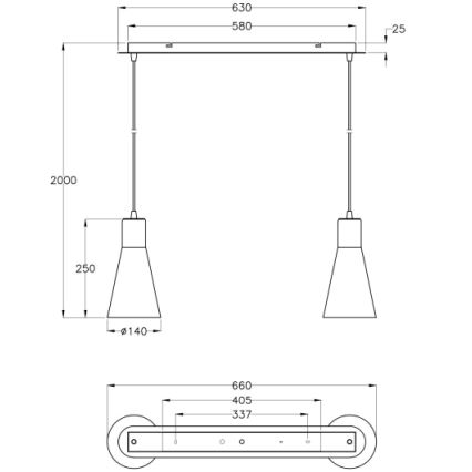 Fabas 2753/46/138 - Πολύφωτο σε σχοινί DIANA 2xE27/60W/230V