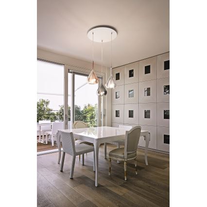 Fabas Luce 3481-47-297 - Πολύφωτο με συρματόσχοινο LILA 3xE27/40W/230V χρυσαφί/γκρι/διαφανής