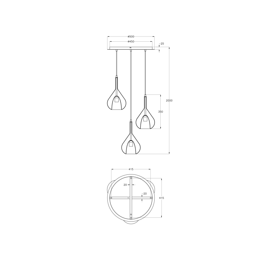 Fabas Luce 3481-47-297 - Πολύφωτο με συρματόσχοινο LILA 3xE27/40W/230V χρυσαφί/γκρι/διαφανής