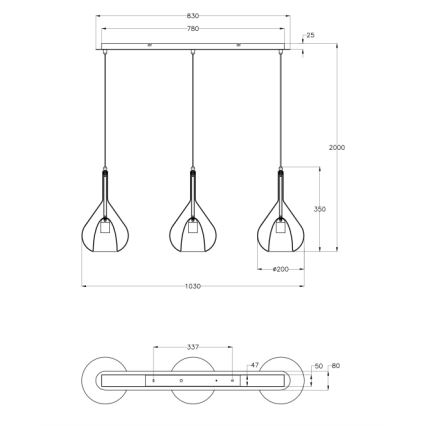 Fabas Luce 3481-48-297 - Πολύφωτο με συρματόσχοινο LILA 3xE27/40W/230V διαφανής/χρυσαφί/γκρι