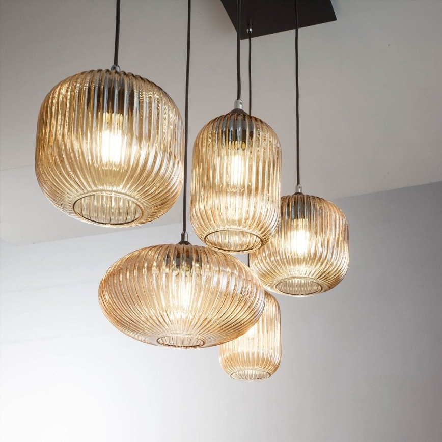 Fabas Luce 3627-48-125 - Πολύφωτο με συρματόσχοινο GILLIS 5xE27/40W/230V χρυσαφί/μαύρο