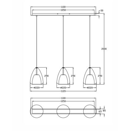 Fabas Luce 3673-48-125 - Πολύφωτο με συρματόσχοινο BRITTON 3xE27/40W/230V χρυσαφί