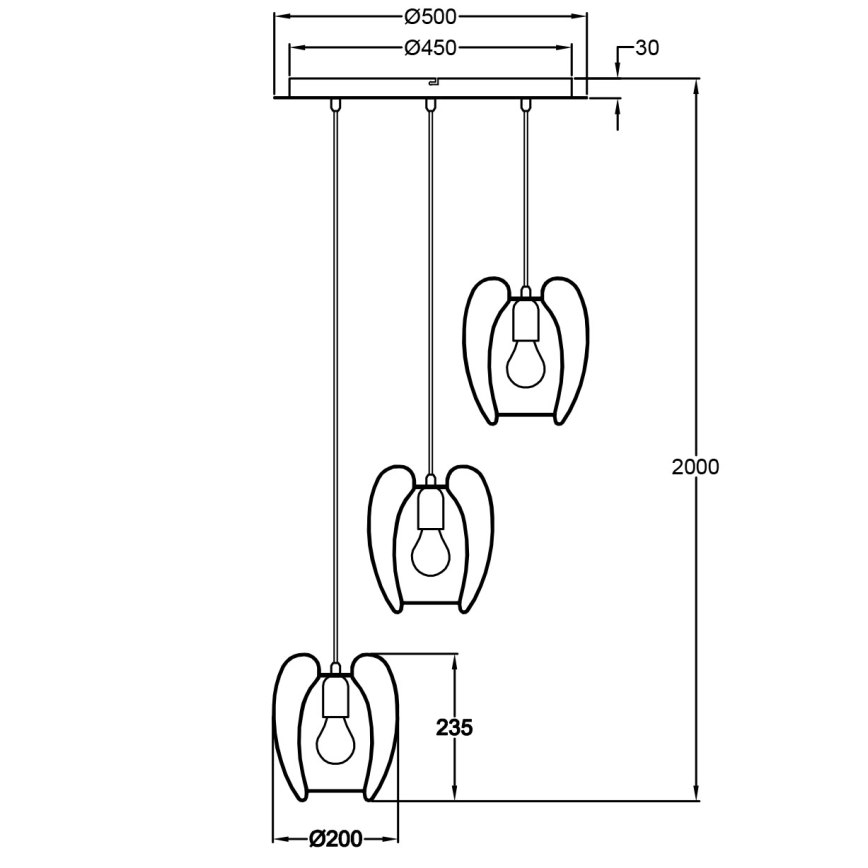 Fabas Luce 3677-47-101 - Κρεμαστό φωτιστικό CAMP 3xE27/40W/230V μαύρο