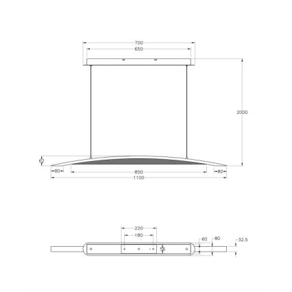 Fabas Luce 3697-40-102 - Led Dimmable κρεμαστό φωτιστικό οροφής CORDOBA LED/36W/230V λευκό/ξύλο