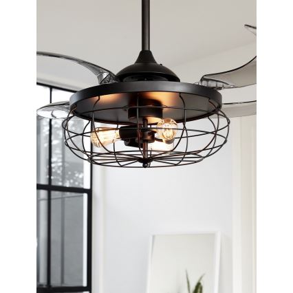 FANAWAY 212920 - LED Οροφής Ανεμιστήρας INDUSTRI 3xE27/4W/230V μαύρο + τηλεχειριστήριο