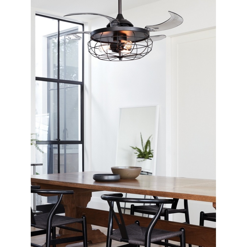 FANAWAY 212920 - LED Οροφής Ανεμιστήρας INDUSTRI 3xE27/4W/230V μαύρο + τηλεχειριστήριο