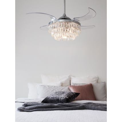 FANAWAY 212923 - Ανεμιστήρας οροφής LED VEIL 6xE14/4,5W/230V γυαλιστερό χρώμιο + τηλεχειριστήριο