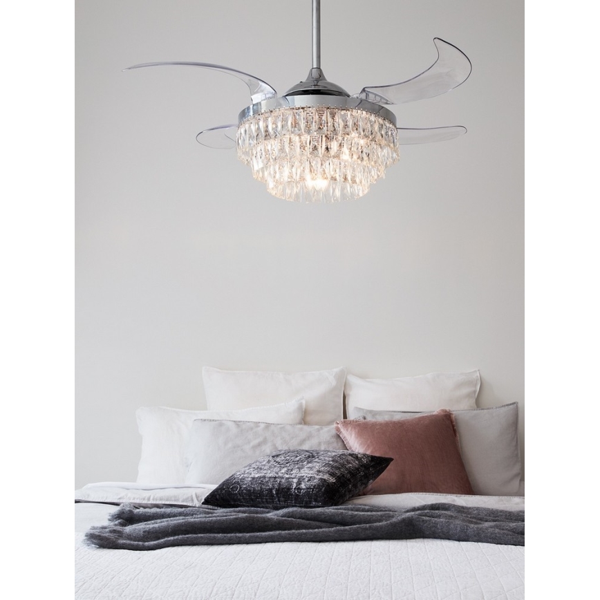 FANAWAY 212923 - Ανεμιστήρας οροφής LED VEIL 6xE14/4,5W/230V γυαλιστερό χρώμιο + τηλεχειριστήριο