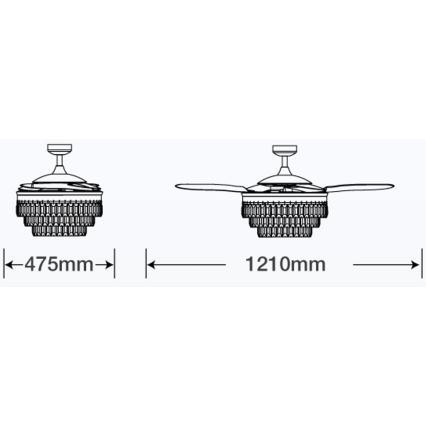 FANAWAY 212923 - Ανεμιστήρας οροφής LED VEIL 6xE14/4,5W/230V γυαλιστερό χρώμιο + τηλεχειριστήριο