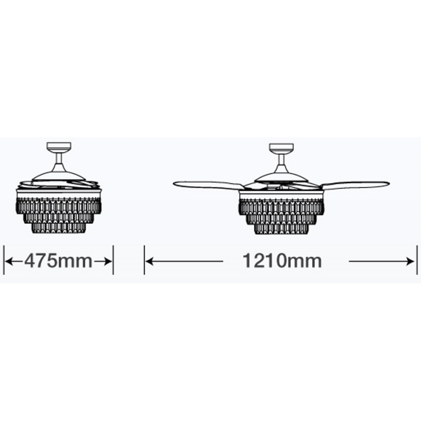 FANAWAY 212923 - Ανεμιστήρας οροφής LED VEIL 6xE14/4,5W/230V γυαλιστερό χρώμιο + τηλεχειριστήριο