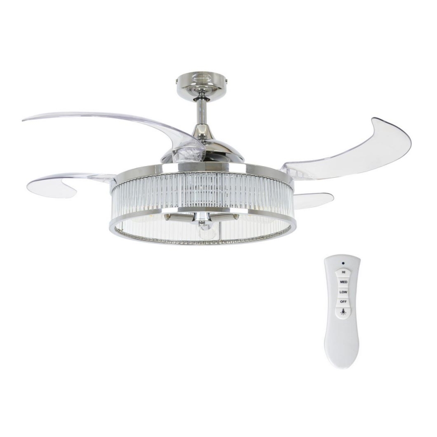 FANAWAY 212929 - Ανεμιστήρας οροφής CORBELLE 3xE27/25W/230V γυαλιστερό χρώμιο + τηλεχειριστήριο