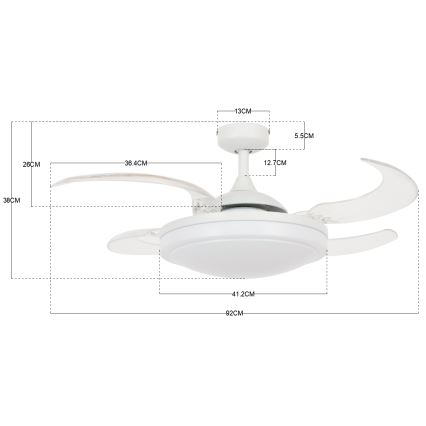 FANAWAY 212980 - Ανεμιστήρας οροφής EVORA 2xE27/15W/230V λευκό + τηλεχειριστήριο