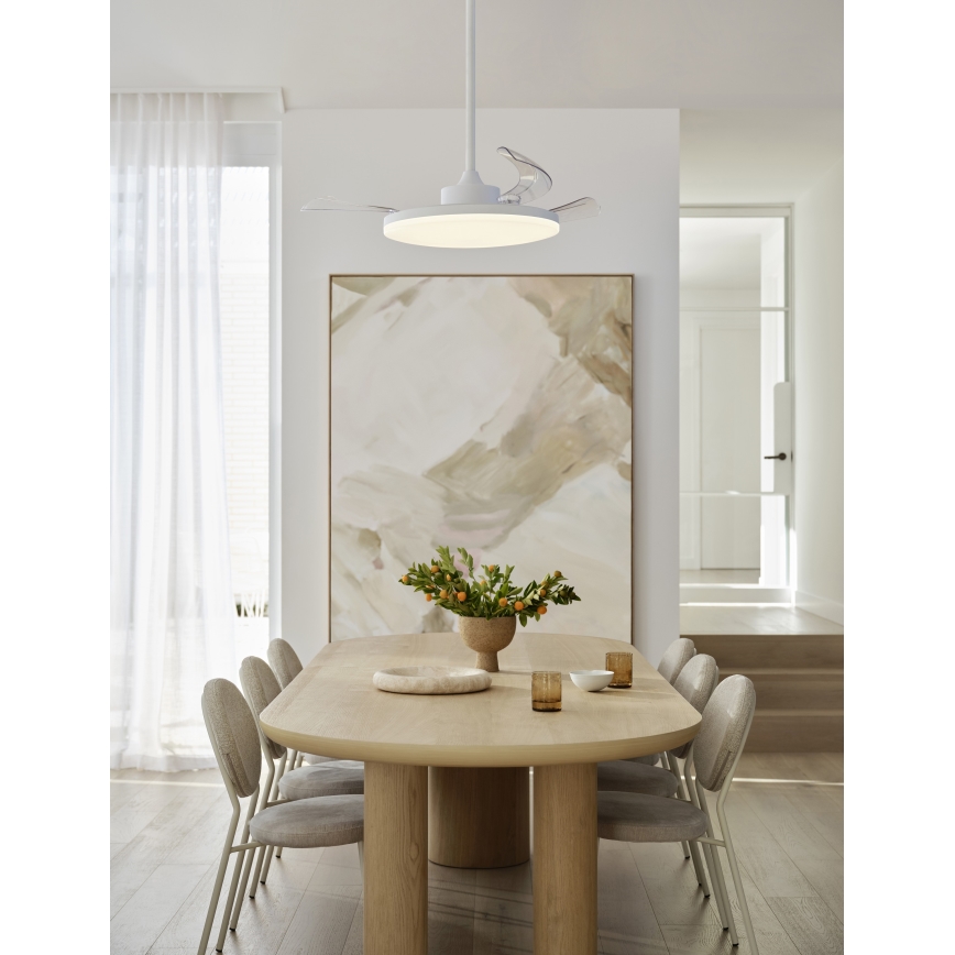 FANAWAY 21612949 - Ανεμιστήρας οροφής LED Dimmable STROLL LED/30W/230V 2700/3500/5000K διάμετρος 106 cm λευκό/διαφανή + τηλεχειριστήριο