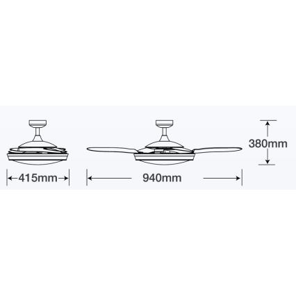 FANAWAY 512120 - Ανεμιστήρας οροφής EVORA 2xE27/15W/230V + τηλεχειριστήριο