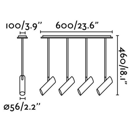 FARO 29880 - Κρεμαστό φωτιστικό LINK 4xGU10/8W/230V μαύρο