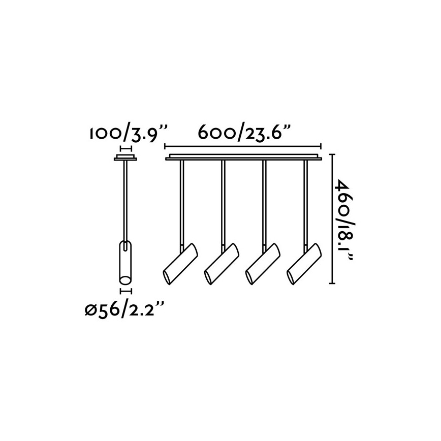 FARO 29880 - Κρεμαστό φωτιστικό LINK 4xGU10/8W/230V μαύρο