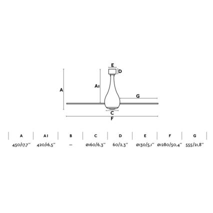 FARO 32030 - Ανεμιστήρας οροφής MINI ETERFAN μαύρο διάμετρος 128 cm + τηλεχειριστήριο