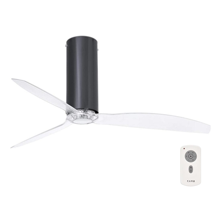 FARO 32035 - Ανεμιστήρας οροφής TUBE FAN μαύρο/διαφανής + τηλεχειριστήριο