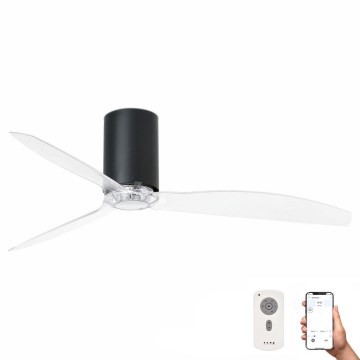 FARO 32041WP - Ανεμιστήρας οροφής MINI TUBE FAN M black/clear δ. 128 cm SMART + τηλεχειριστήριο