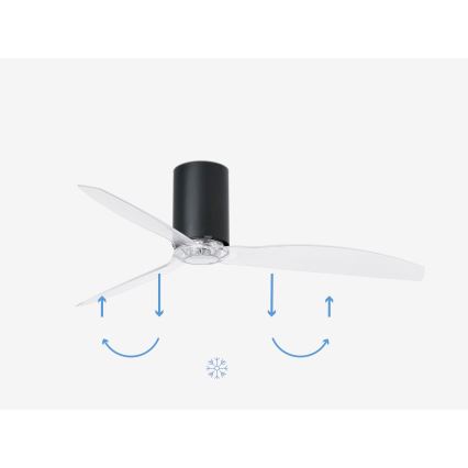 FARO 32041WP - Ανεμιστήρας οροφής MINI TUBE FAN M black/clear δ. 128 cm SMART + τηλεχειριστήριο