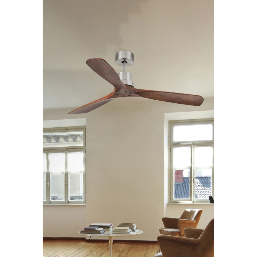 FARO 33370DC - Ανεμιστήρας οροφής LANTAU καφέ/ματ χρώμιο δ. 132 cm + τηλεχειριστήριο
