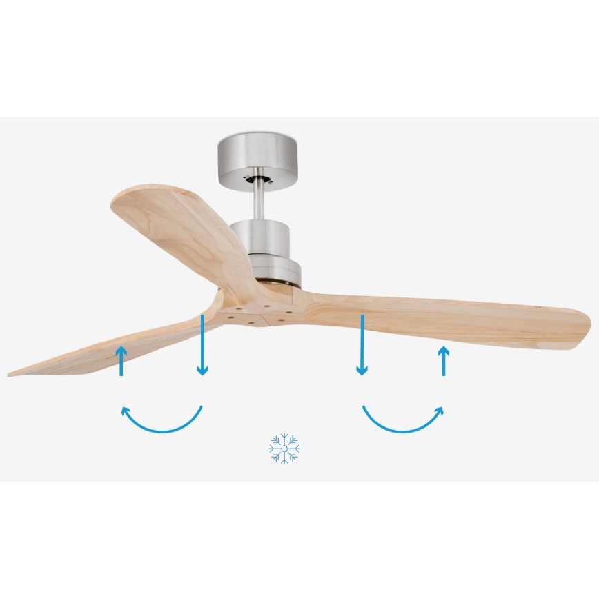 FARO 33373DC - Οροφής ανεμιστήρας LANTAU ξύλο/ματ χρώμιο διάμ. 132 εκ. + τηλεχειριστήριο