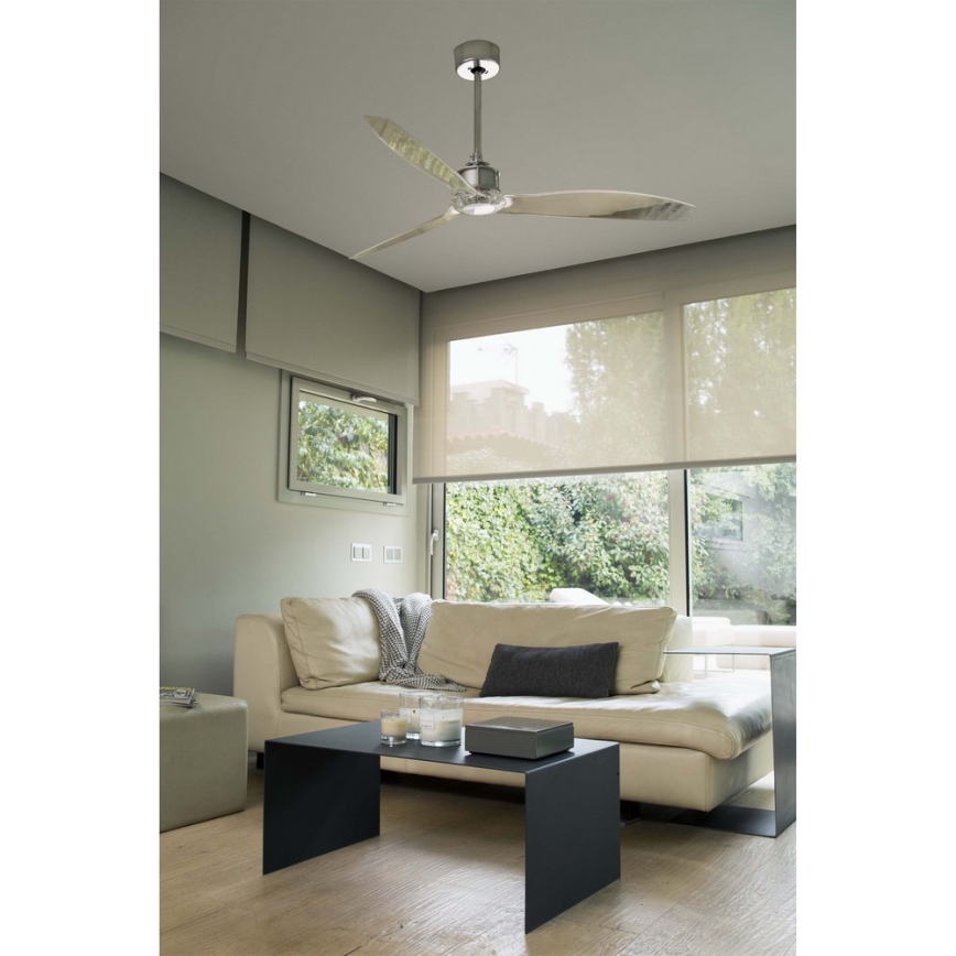 FARO 33394 - Ανεμιστήρας οροφής JUST FAN γυαλιστερό χρώμιο/διαφανές + τηλεχειριστήριο