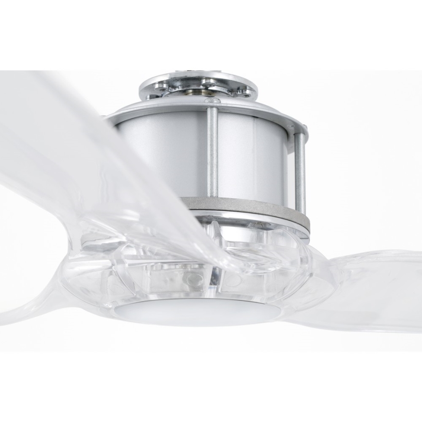 FARO 33394 - Ανεμιστήρας οροφής JUST FAN γυαλιστερό χρώμιο/διαφανές + τηλεχειριστήριο