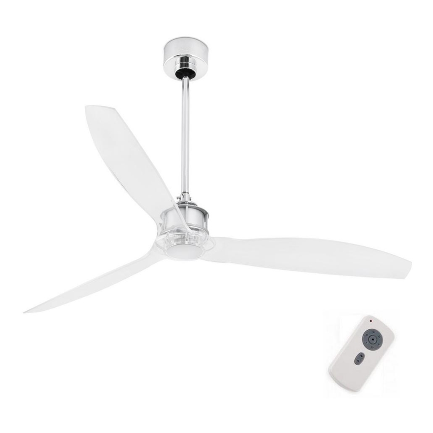 FARO 33394 - Ανεμιστήρας οροφής JUST FAN γυαλιστερό χρώμιο/διαφανές + τηλεχειριστήριο