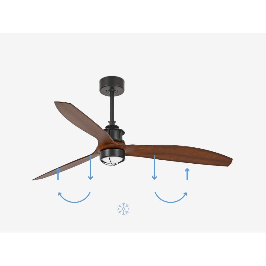 FARO 33395-10 - Ανεμιστήρας οροφής LED JUST FAN LED/16W/230V μαύρο/καφέ δ. 128 cm + τηλεχειριστήριο