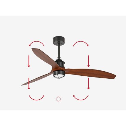 FARO 33395-10 - Ανεμιστήρας οροφής LED JUST FAN LED/16W/230V μαύρο/καφέ δ. 128 cm + τηλεχειριστήριο