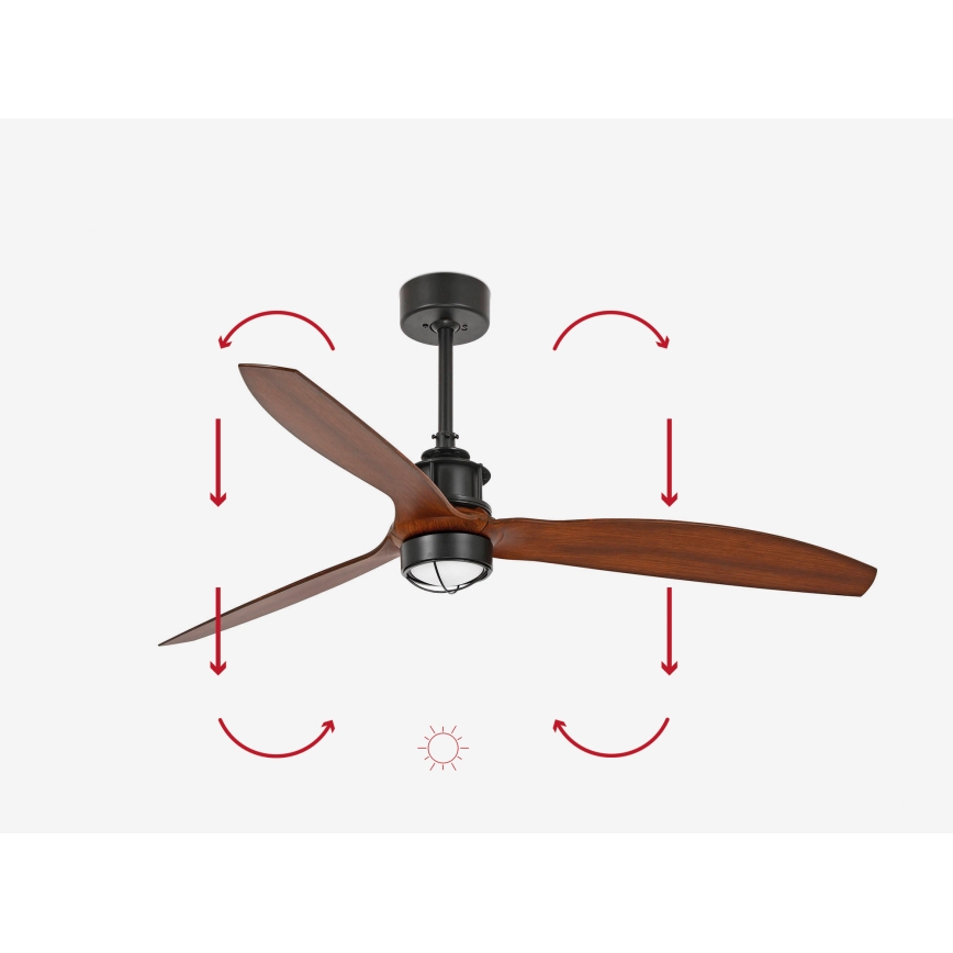 FARO 33395-10 - Ανεμιστήρας οροφής LED JUST FAN LED/16W/230V μαύρο/καφέ δ. 128 cm + τηλεχειριστήριο