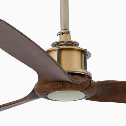 FARO 33398WT - Ανεμιστήρας οροφής JUST FAN M διάμ. 128 εκ. καφέ/ορείχαλκος Wi-Fi Tuya + τηλεχειριστήριο