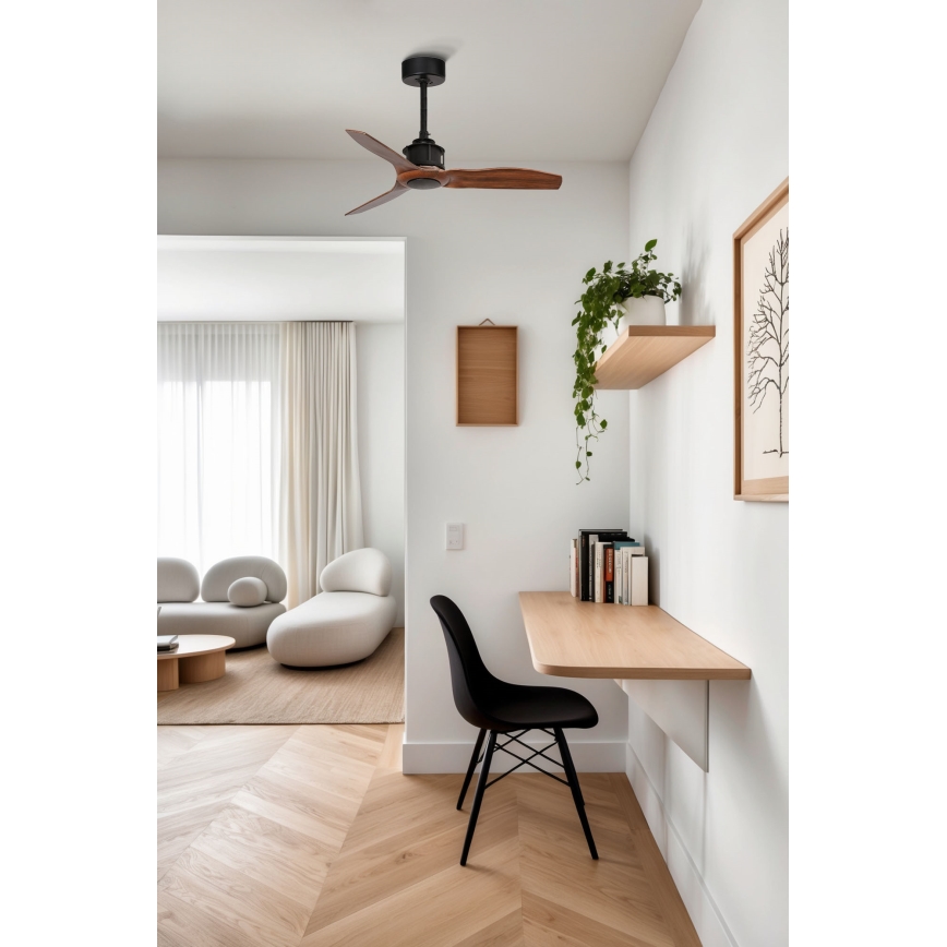 FARO 33425WT - Ανεμιστήρας οροφής JUST FAN S διάμ. 81 cm καφέ/μαύρο Wi-Fi Tuya + τηλεχειριστήριο