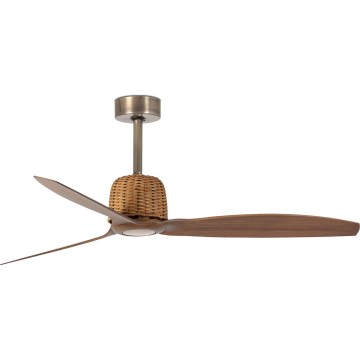 FARO 33436WT - Ανεμιστήρας οροφής WEAVER M διάμ. 128 cm καφέ/ορείχαλκος Wi-Fi Tuya + τηλεχειριστήριο