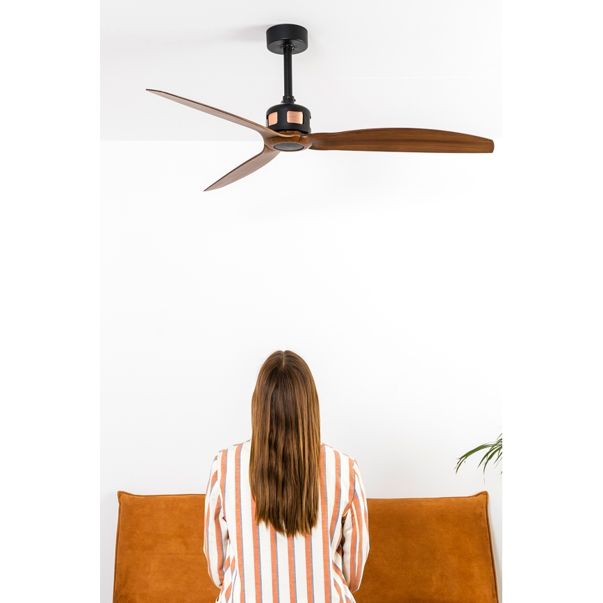 FARO 33451WT - Ανεμιστήρας οροφής COPPER FAN M, διάμ. 128 εκ., καφέ/μαύρο, Wi‑Fi Tuya + τηλεχειριστήριο