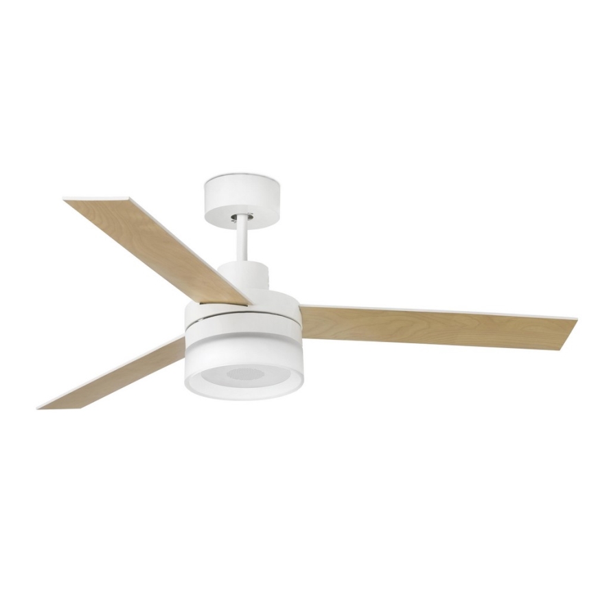 FARO 33460 - LED Ανεμιστήρας οροφής με ηχείο ICE LED/15W/230V λευκό/καφέ + τηλεχειριστήριο
