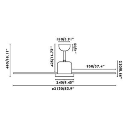 FARO 33461A - Ανεμιστήρας οροφής ANDROS XL λευκό + τηλεχειριστήριο