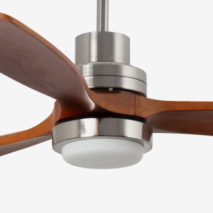 FARO 33463DC - Ανεμιστήρας οροφής LED LANTAU LED/12W/230V ξύλο/ματ χρώμιο δ. 168 cm + τηλεχειριστήριο