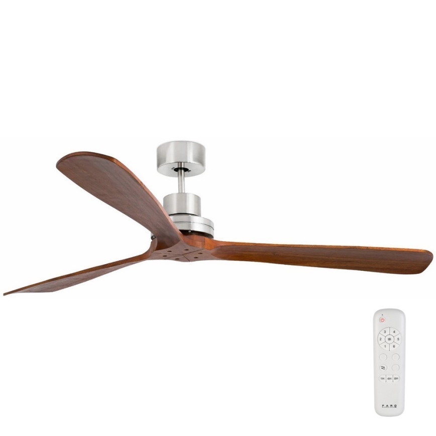 FARO 33464DC - Ανεμιστήρας οροφής LANTAU XL καφέ/ματ χρώμιο δ. 168 cm + τηλεχειριστήριο