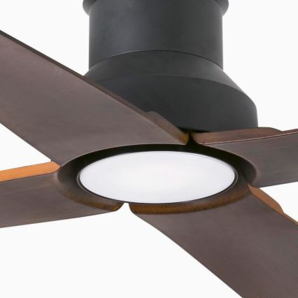 FARO 33481-7 - LED Ανεμιστήρας οροφής WINCHE LED/15W/230V IP44 καφέ/μαύρο + τηλεχειριστήριο