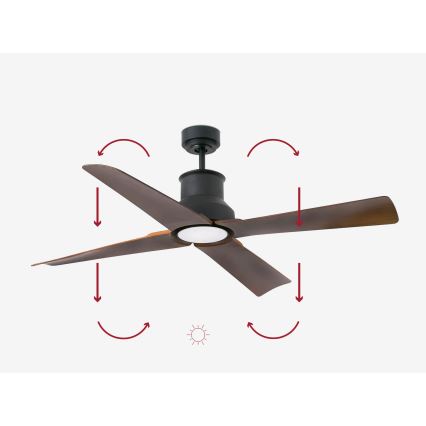 FARO 33481-7 - LED Ανεμιστήρας οροφής WINCHE LED/15W/230V IP44 καφέ/μαύρο + τηλεχειριστήριο