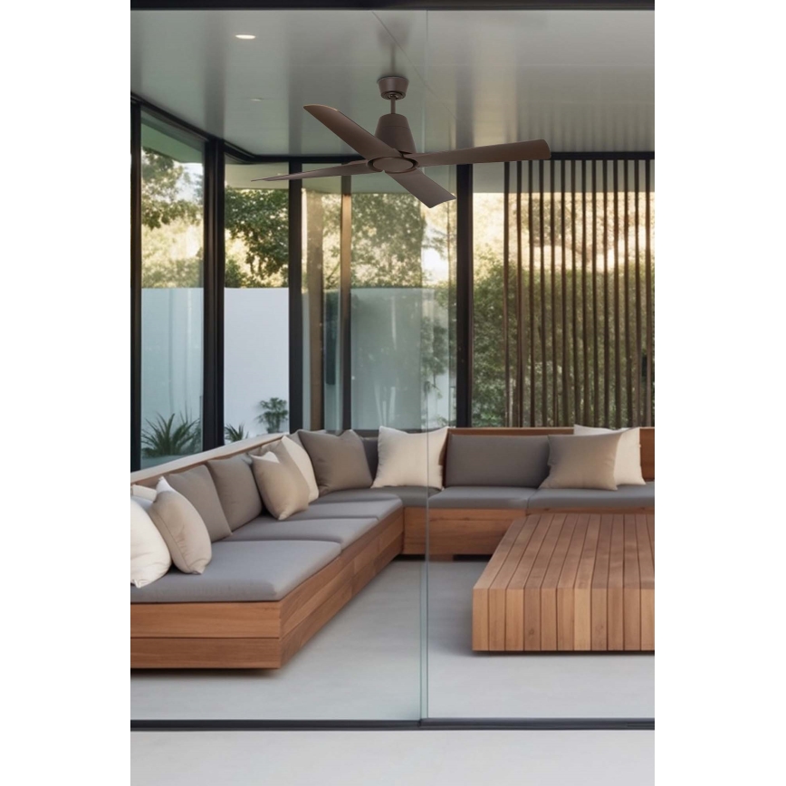 FARO 33490 - Οροφής ανεμιστήρας TYPHOON IP44 καφέ + τηλεχειριστήριο