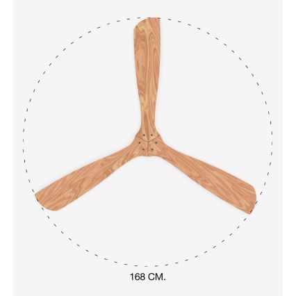 FARO 33504DC - Ανεμιστήρας οροφής LANTAU XL ξύλο/ματ χρώμιο διάμετρος 168 cm + τηλεχειριστήριο