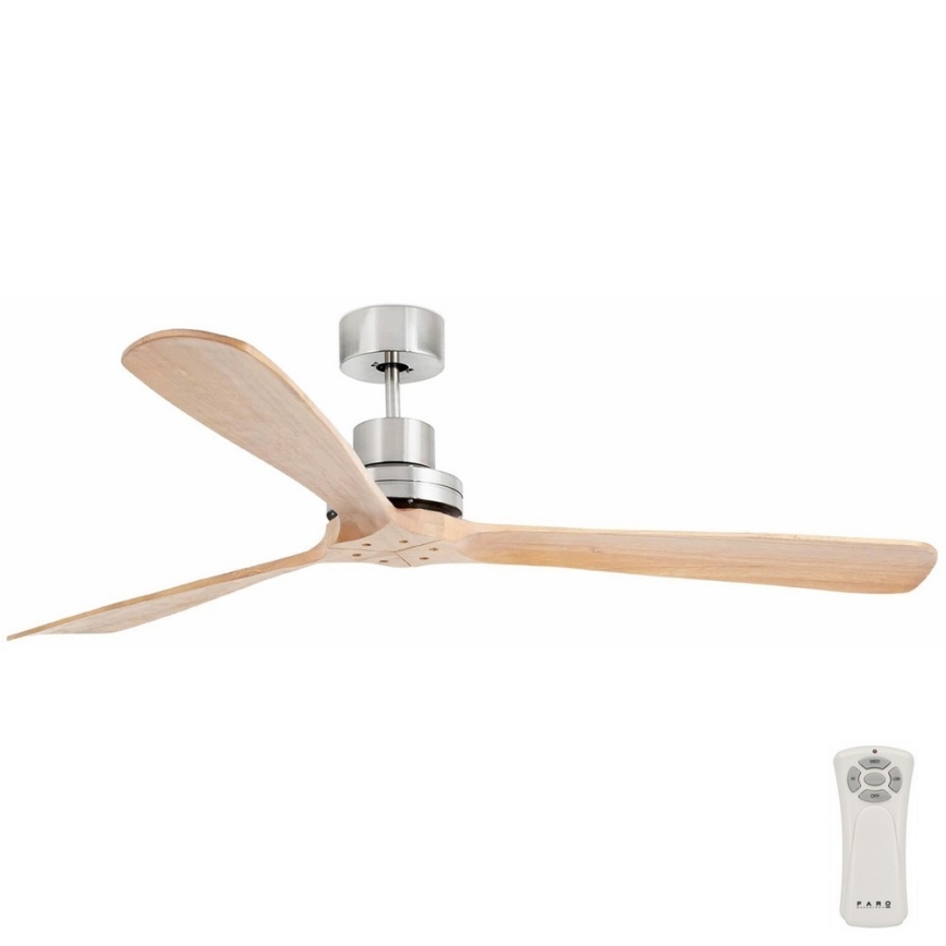 FARO 33504DC - Ανεμιστήρας οροφής LANTAU XL ξύλο/ματ χρώμιο διάμετρος 168 cm + τηλεχειριστήριο