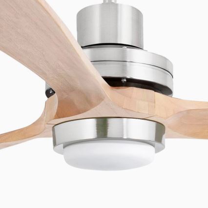 FARO 33505DC - Ανεμιστήρας οροφής LED LANTAU XL LED/15W/230V ξύλο/ματ χρώμιο διάμετρος 168 cm + τηλεχειριστήριο